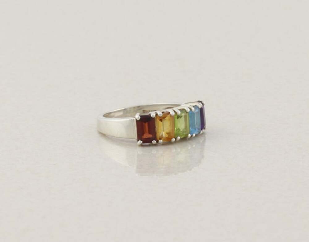 Sterling Silver Multi Gemstone Ring Size 7 - Picture 4 of 7